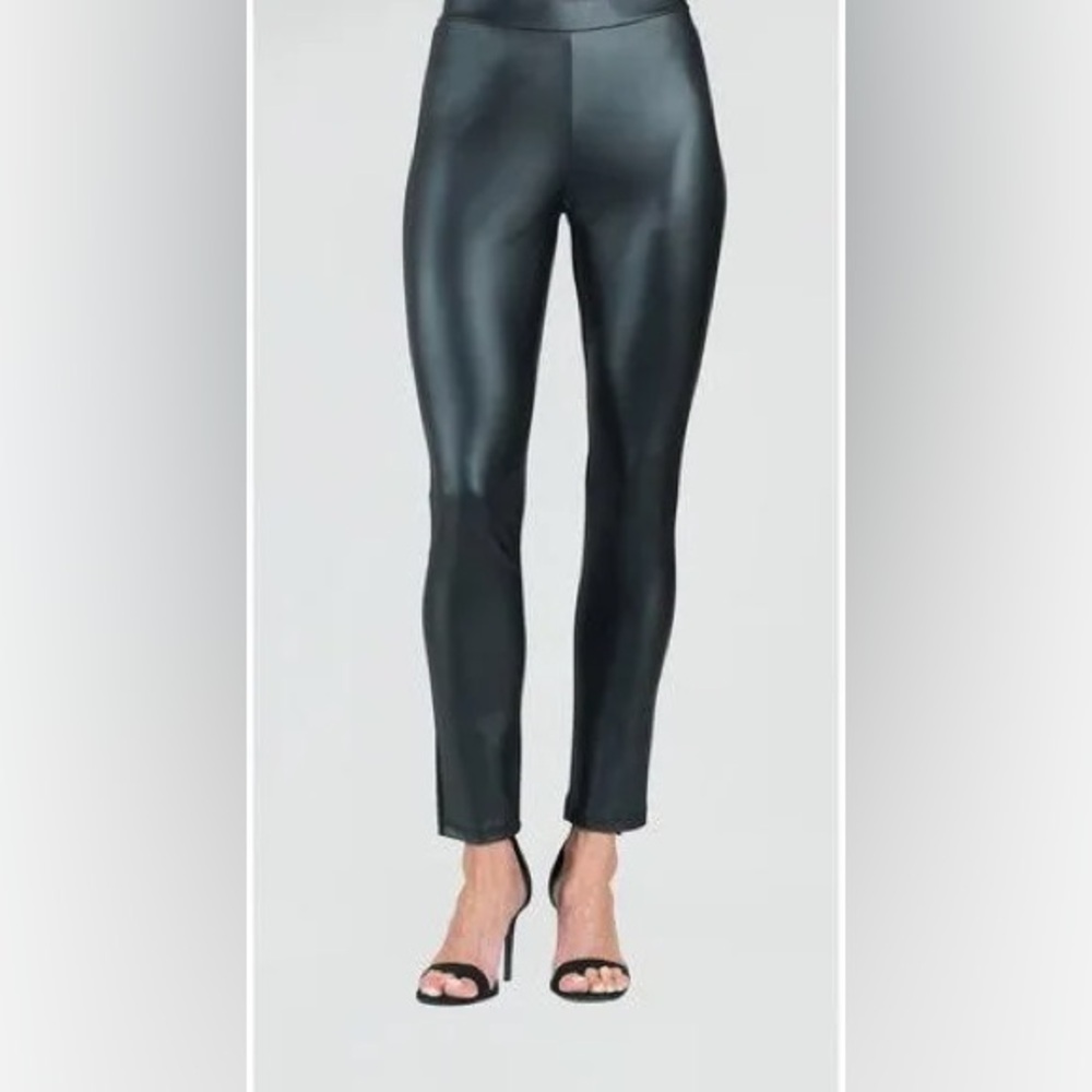 Ciara Sunwoo Sz Medium Faux Leather Black High-Waisted Leggings